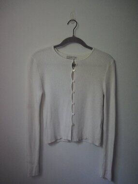 Sincerely Jules Cream Ribbed Button Up Cardigan Size Large